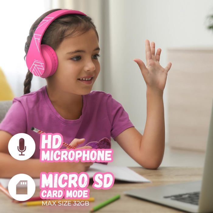 Kinderkoptelefoon - PowerLocus - P2 - Opvouwbaar - Bluetooth - Roze