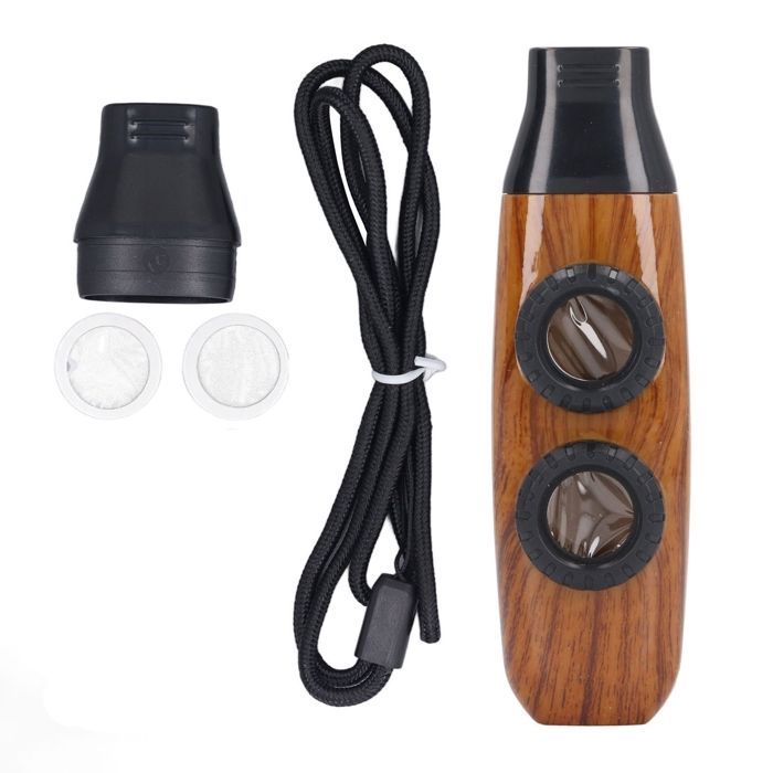 Vvikizy Kazoo a doppio flauto regolabile, strumento musicale a fiato con doppi fori e diaframma, colore legno naturale