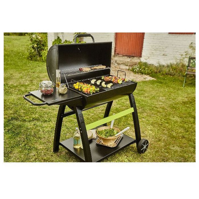 COOK'IN GARDEN TONINO 70 Houtskoolbarbecue - L 123 x B 74 x H 104,5 cm - Kookoppervlak: L 68 x B 41,5 cm - Zwart