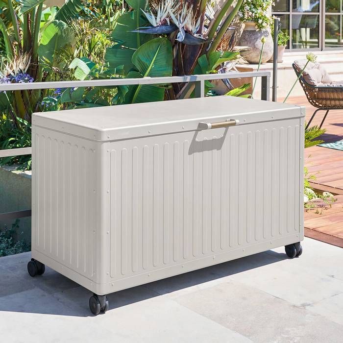 Coffre de rangement à roulettes EDENIO - Capacité 510l - Acier galvanisé argile - Hespéride