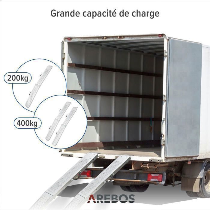 Rampas de acceso plegables de acero AREBOS (2 unidades) – Capacidad de 400 kg, superficie antideslizante, compactas y fáciles de transportar.