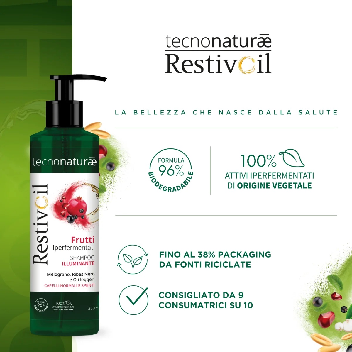 RESTIVOIL Restivoil Tecnonat Normali shampooing 250 ml Pour cheveux normaux et ternes