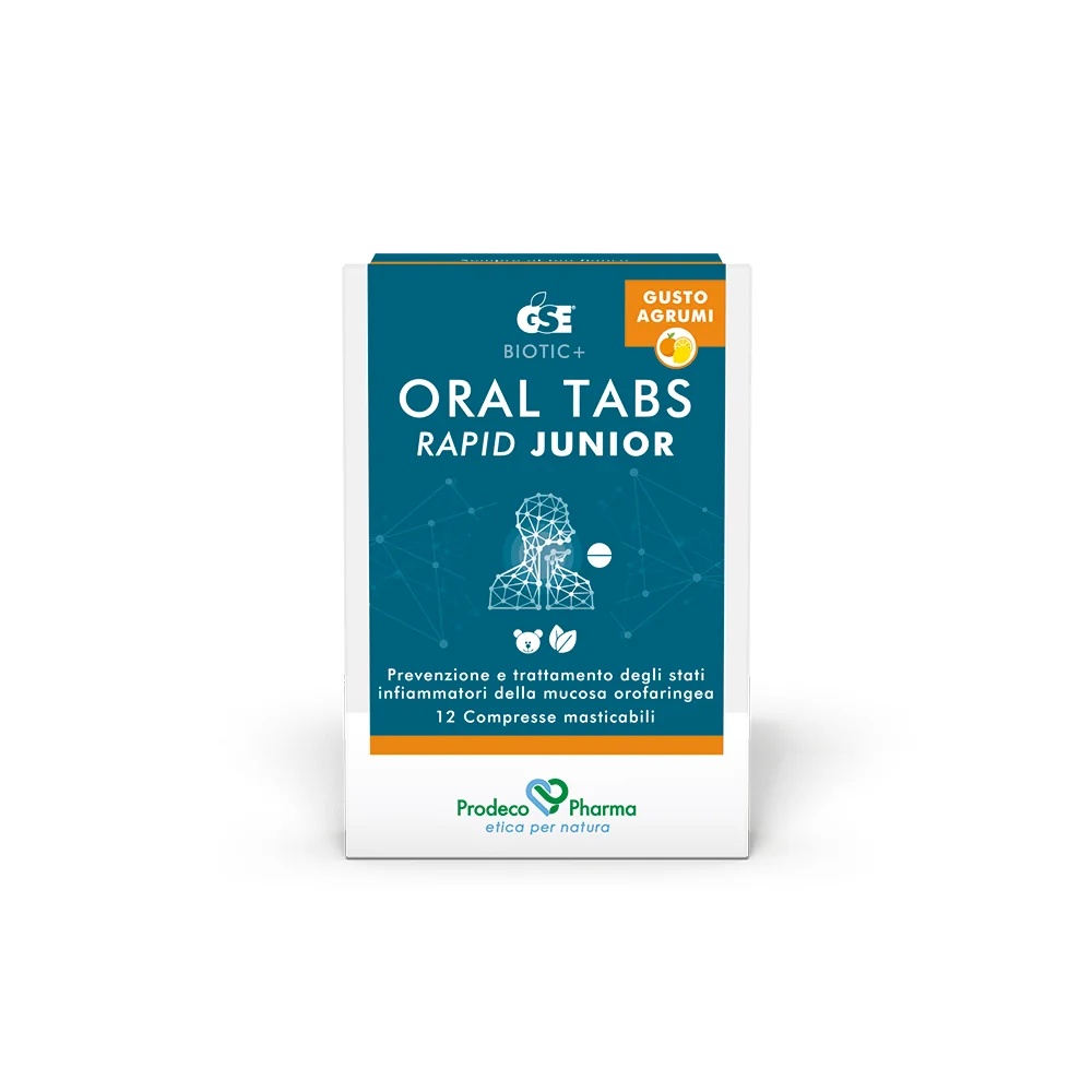 GSE Gse Oral Tabs Rapid Junior Citrus trata e previne a dor de garganta.