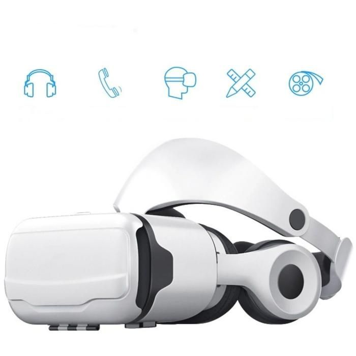 Casque de réalité virtuelle, 3D, expérience immersive, audio haute définition, réglable, conception ergonomique, blanc