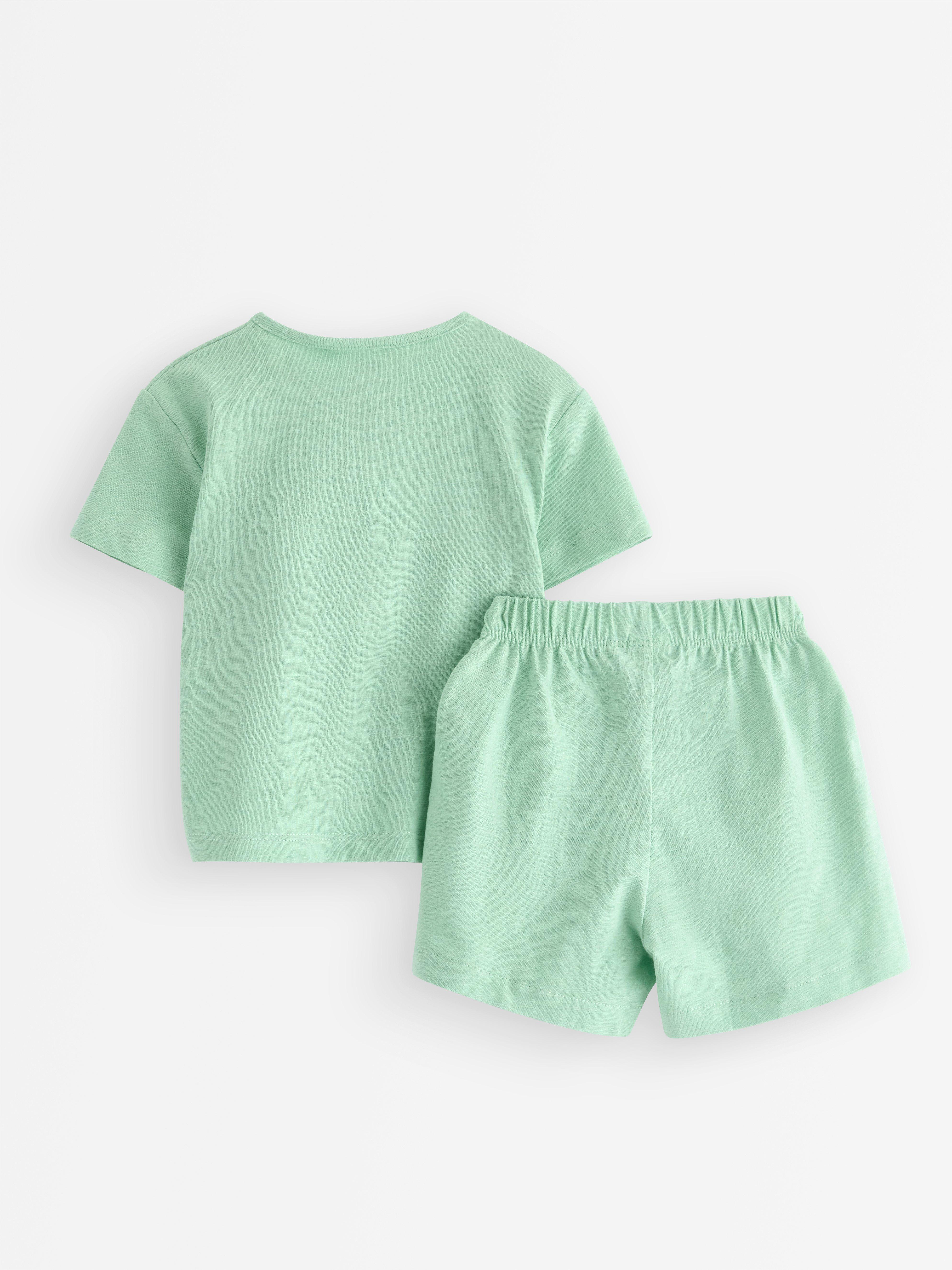Set - tricou și pantaloni scurți Verde deschis prăfuit