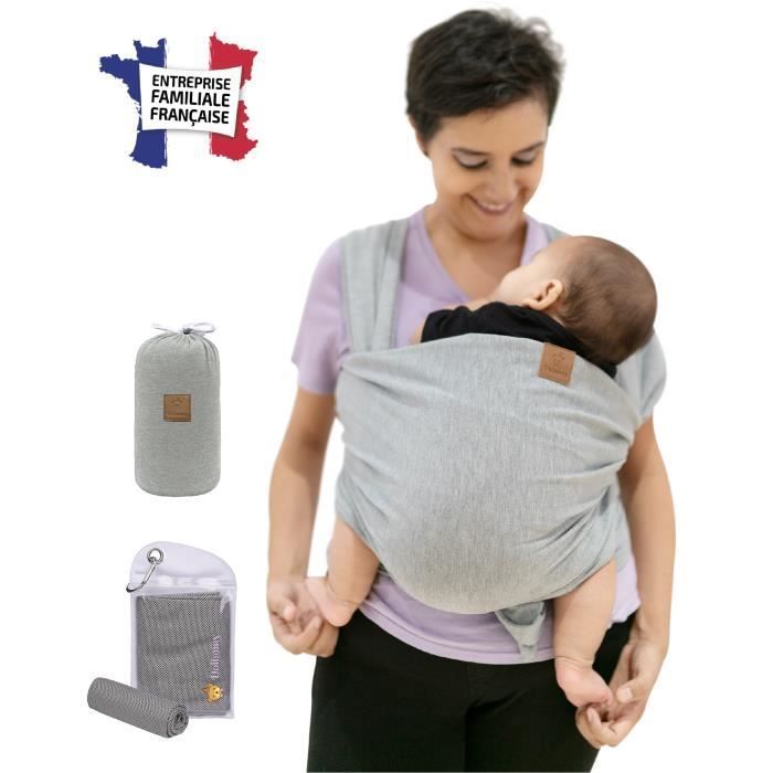 Portabebés tipo fular Dolbomy - Incluye manual en francés y bolsa de almacenamiento - Fular elástico de algodón hasta 15 kg - Portabebés