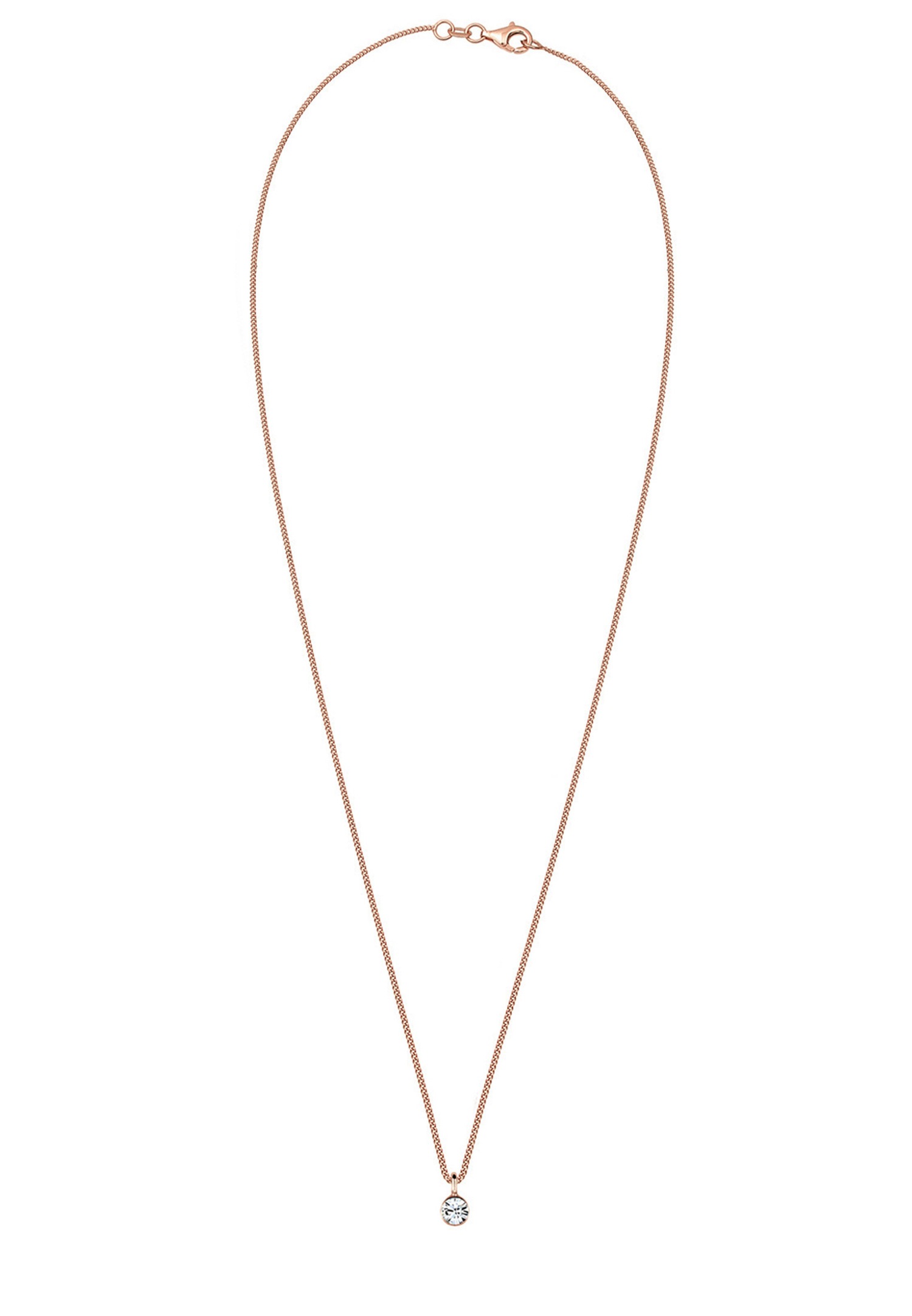 Elli Femmes Basique Pendentif Solitaire avec Cristal en Argent Sterling 925 Plaqué Or Rose