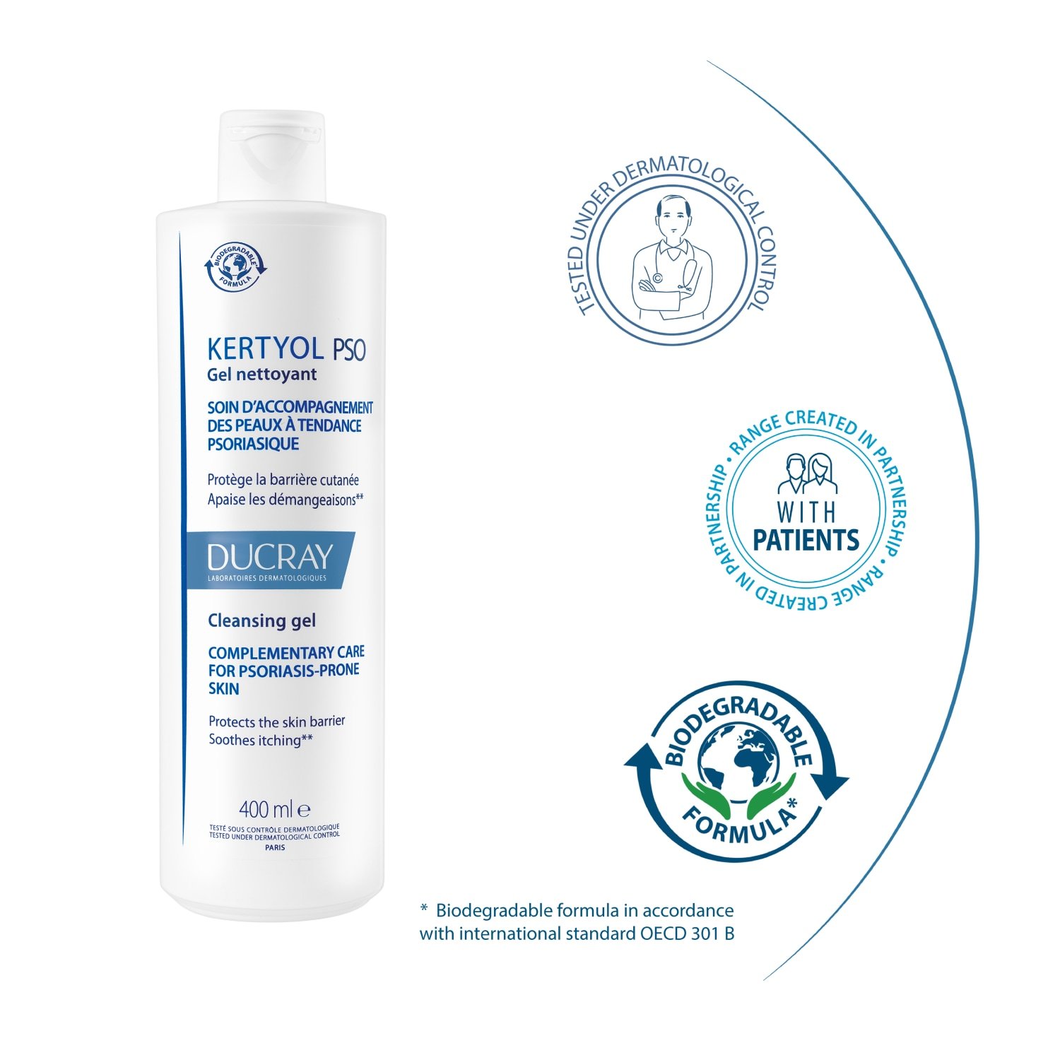 „Ducray“ valomasis gelis „KERTYOL PSO“ valomasis gelis - 400 ml