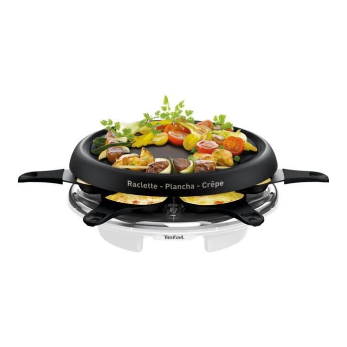 Tefal Raclette Colormania, 6 sartenes, 3 en 1, raclette, plancha, crepera, RE151110