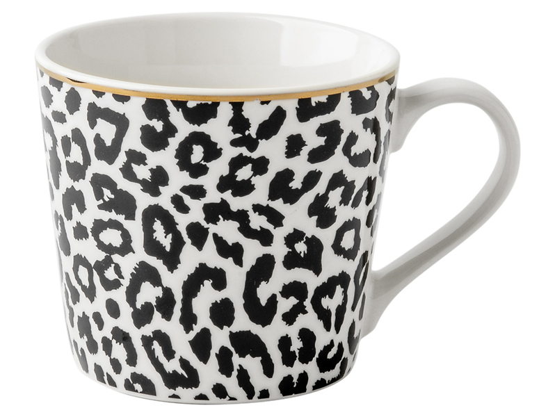 Kubek porcelanowy na nóżce Africa 400ml czarno-biały