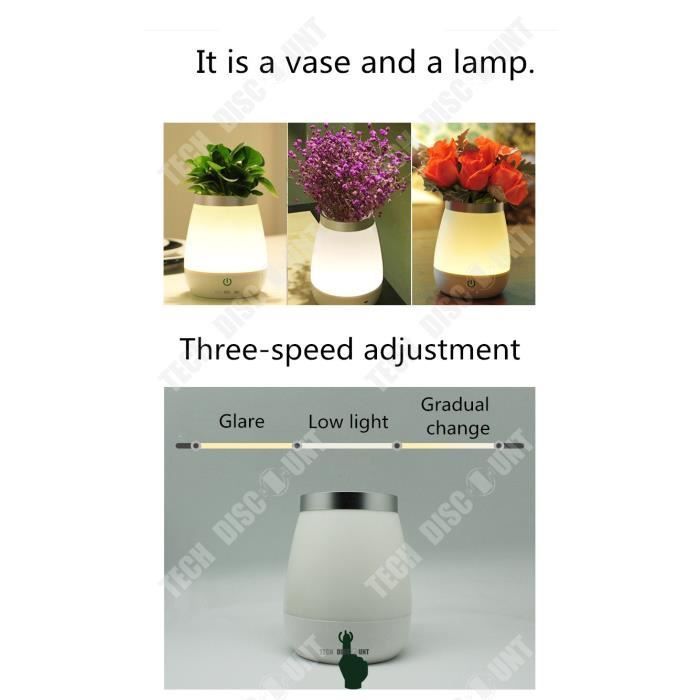 Lámpara de maceta con luz LED - DESCUENTO TECNOLÓGICO - Jarrón LED - Inalámbrica - Decoración para interiores y exteriores - Recargable por USB