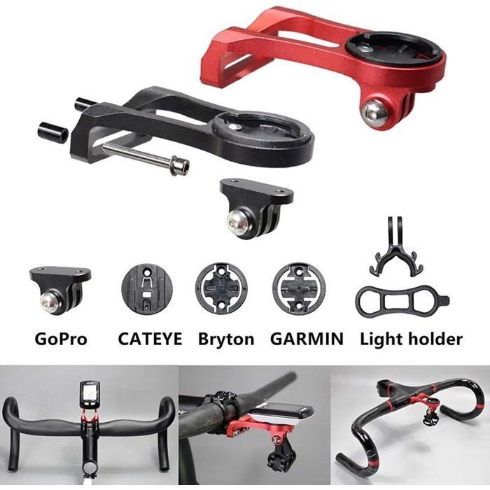 Support de compteur de vélo en alliage d'aluminium, fixation pour phare, adaptateur d'extension de guidon pour GPS Garmin Edge et