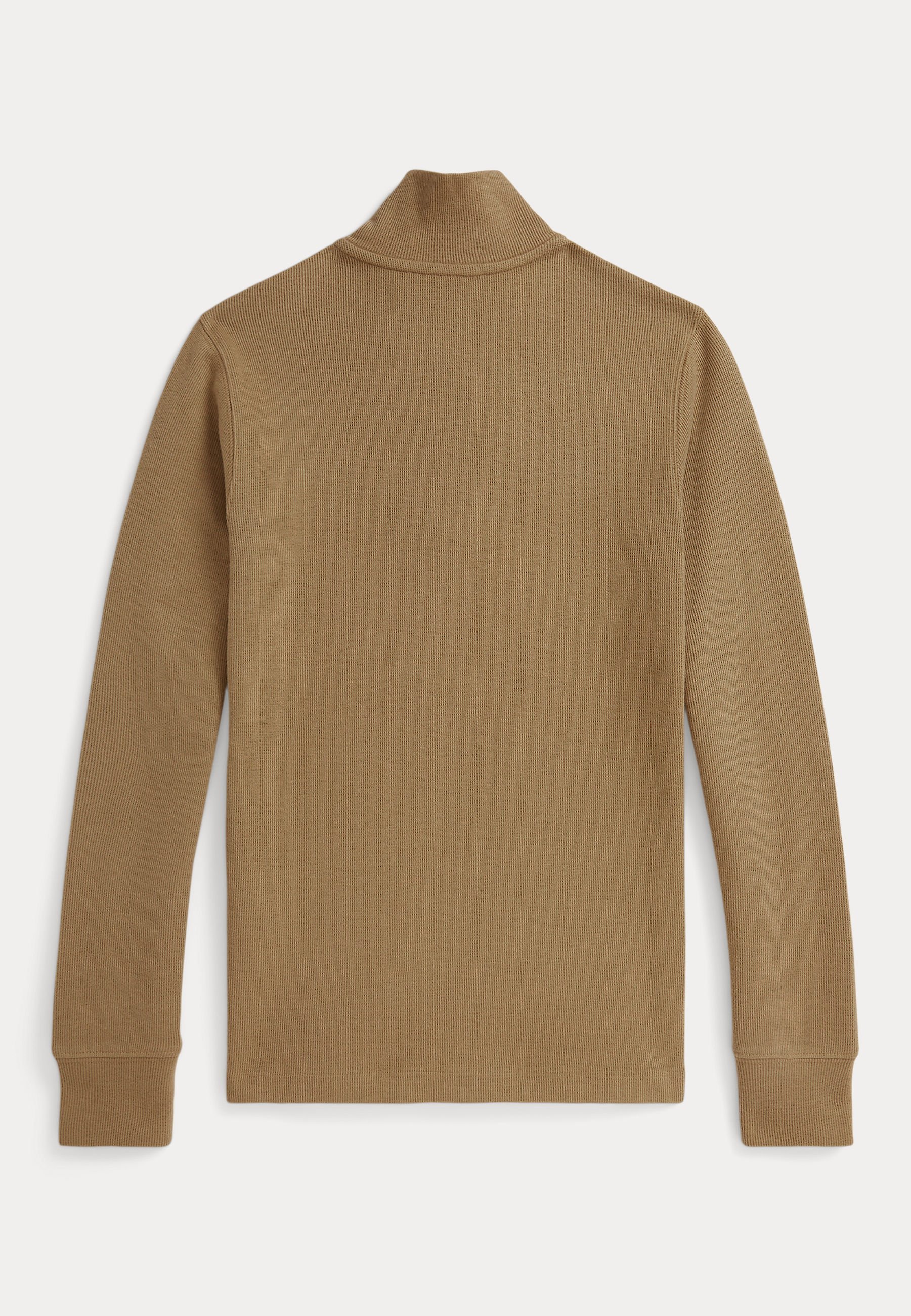 Pull Polo Ralph Lauren à côtes ESTATE-RIB QUART DE ZIP - camel