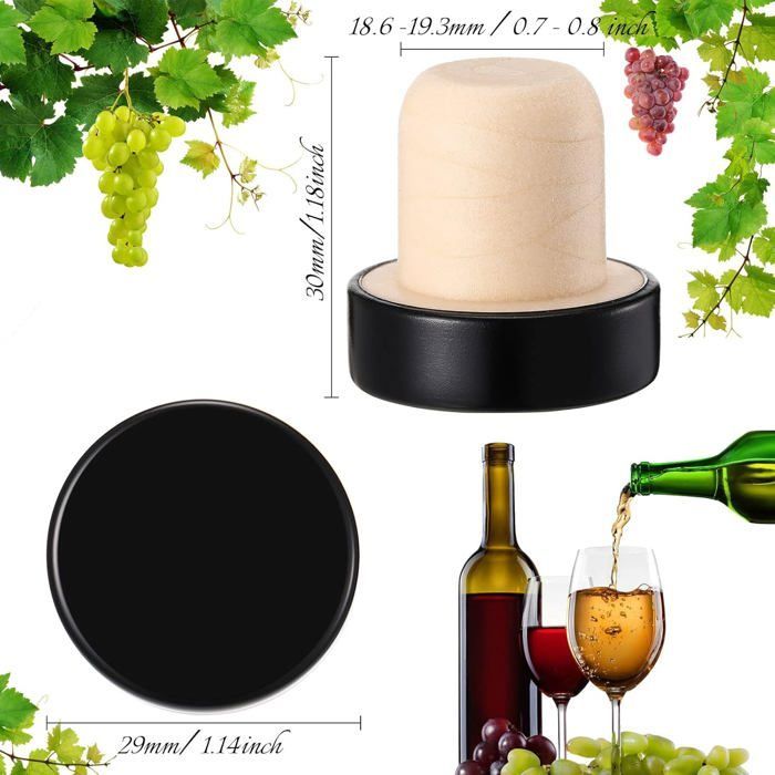 Paquete de 30 tapones de corcho en forma de T para vino: tapones de sellado reutilizables para botellas de vino/cerveza y otros artículos.