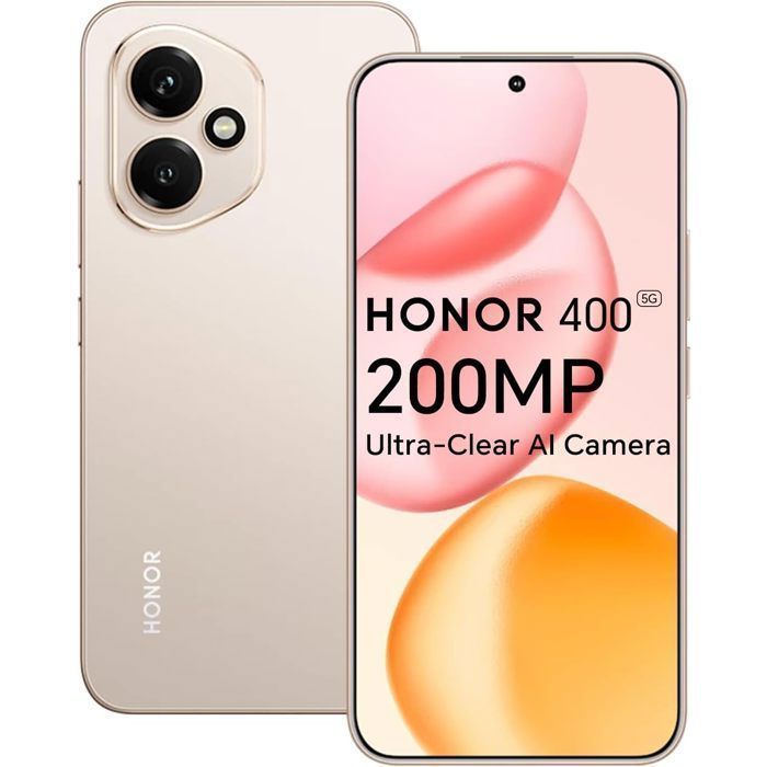 Smartphone Honor 400 5G 8/512Go Double Nano SIM AI Caméra 200MP Ultra HD-Or
