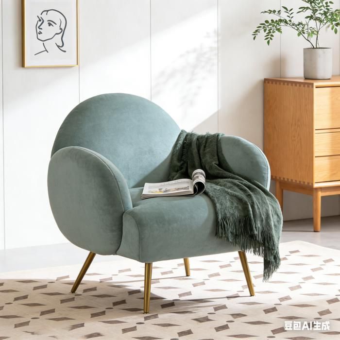 Sillón moderno, sillón individual, sofá verde