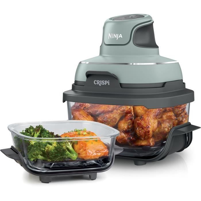 NINJA Tragbare Heißluftfritteuse – CRISPI – 1,4-l- und 3,8-l-Behälter – 4 voreingestellte Programme – 1700 W – Salbei