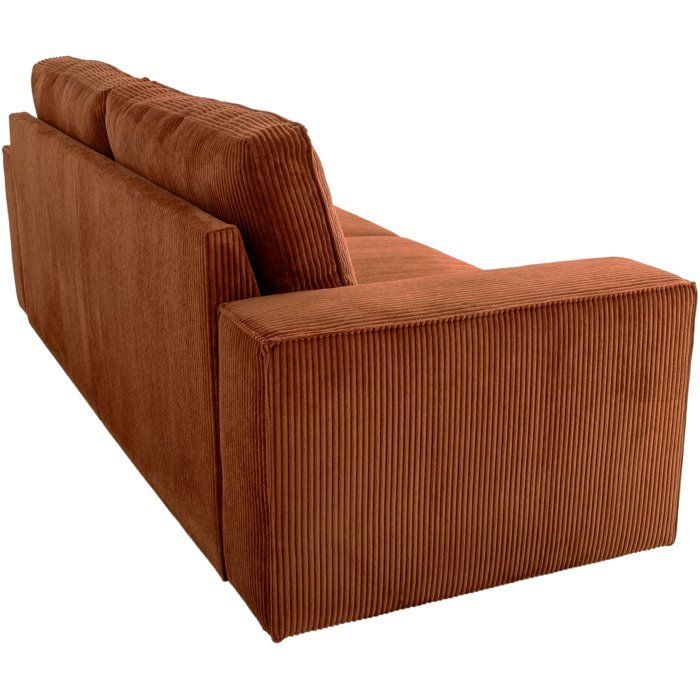 JOSH 4-seater fixed sofa - Terracotta corduroy - 241 x 86 x 88 cm