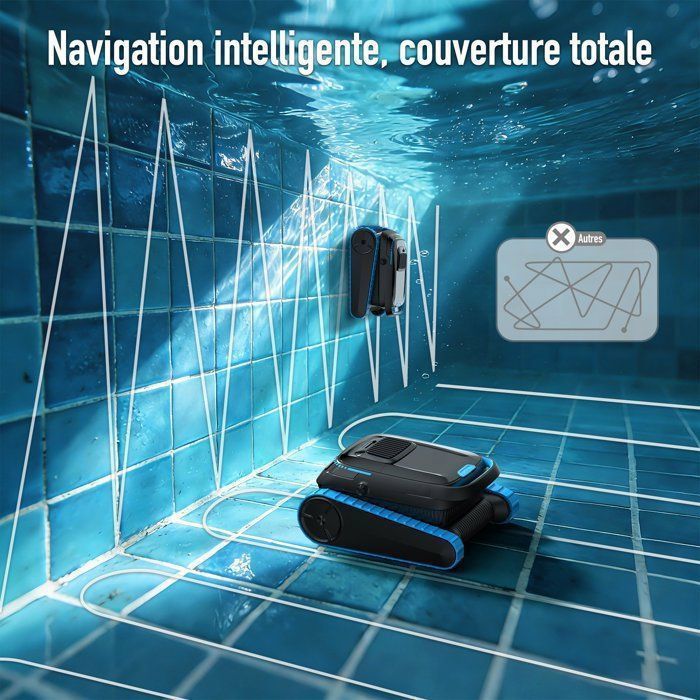 Robot Piscine AIRROBO CP40,Nettoyage Fond et Paroi, Autonomie 120min (170m²), Application, Grand Panier 4L