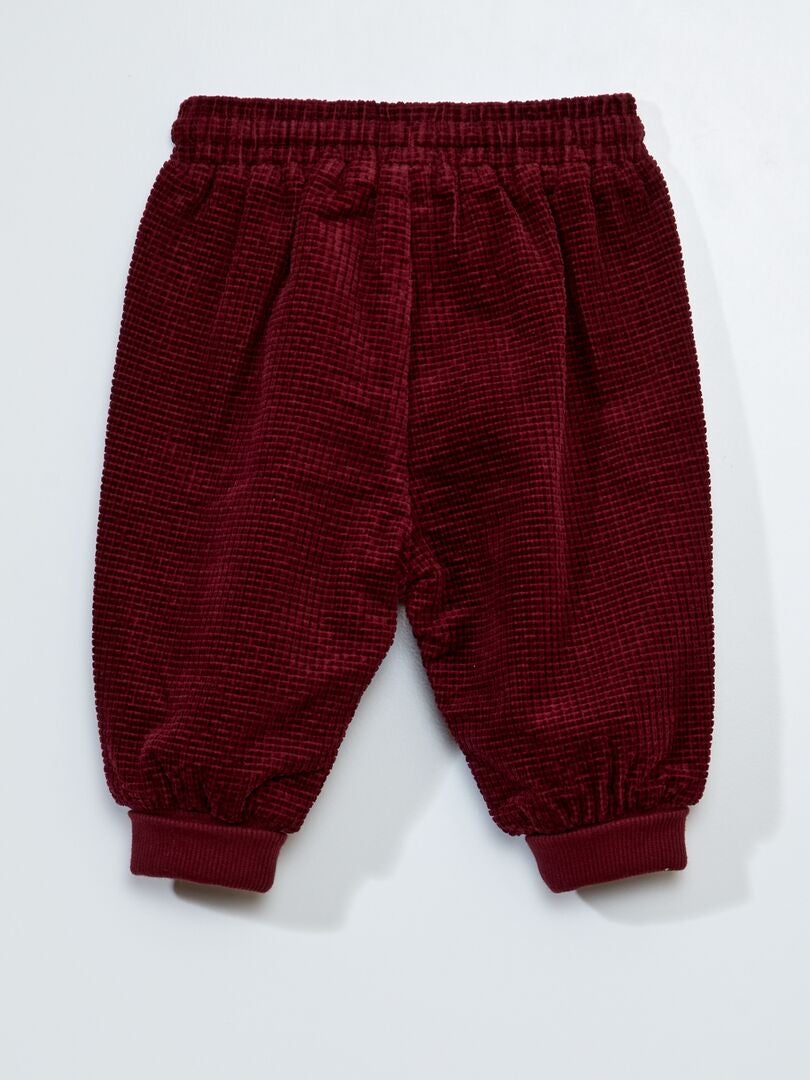 Calças de moletom de veludo cotelê - Ainda mais confortáveis - VERMELHO