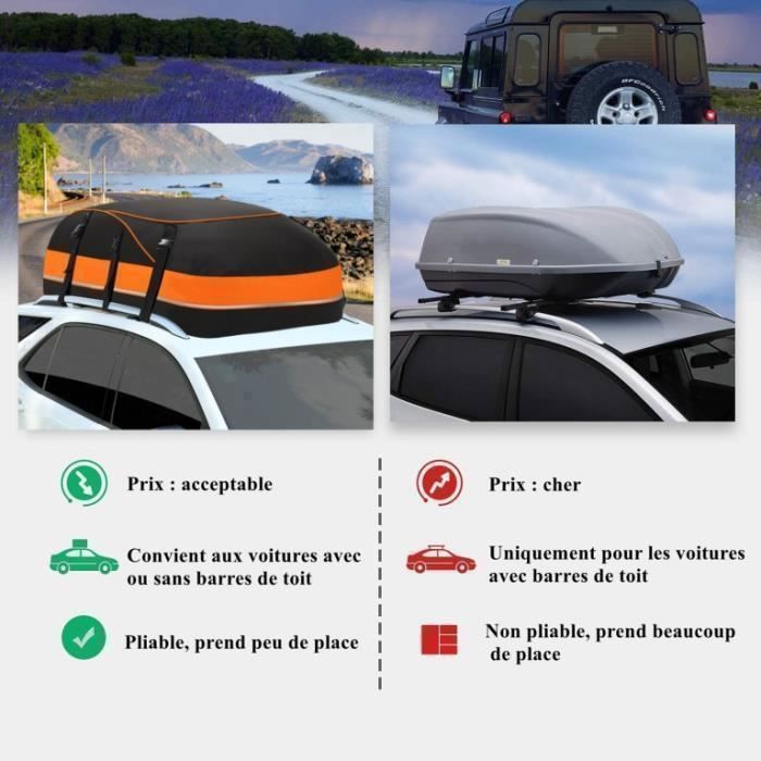 Coffre Toit Pliable - 580L/20 Pieds Cubes - 900D Tissu d’Oxford - Sac de Toit Voiture Pour Voyage Souple Résistant aux intempérie
