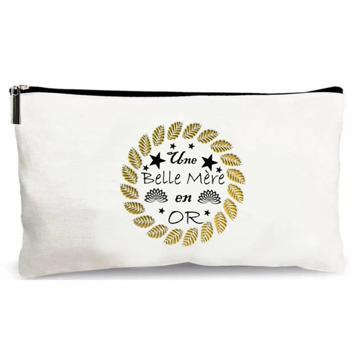 trousse beige une belle mère en or cadeau fait main merci école