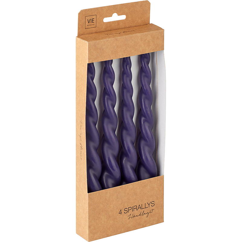 Bougie spirale Vie Selected, lot de 4, 24 cm, violette