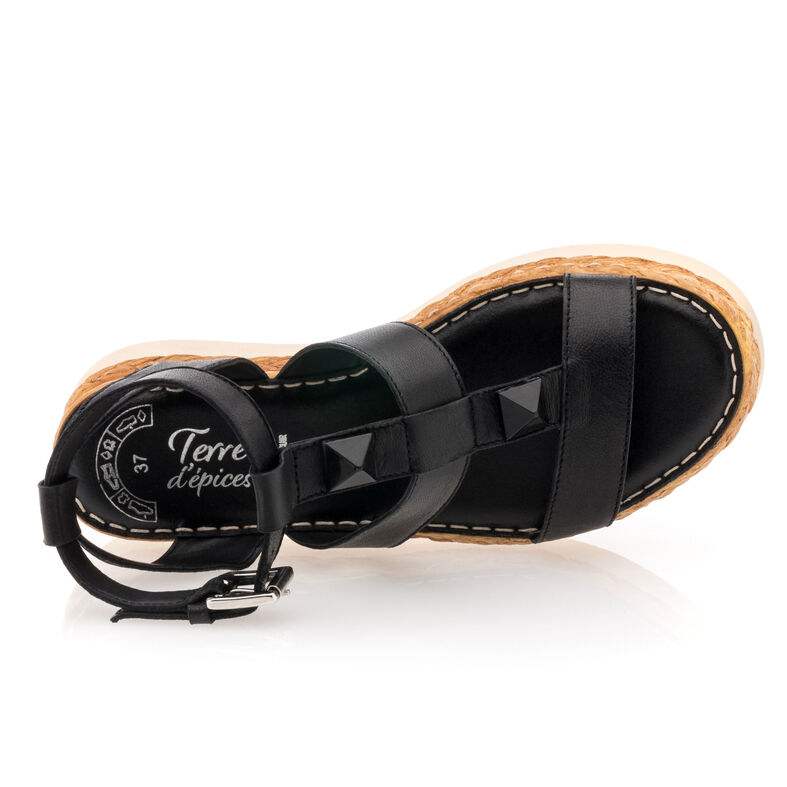 Schwarze Damensandalen / Zehenfreie Schuhe