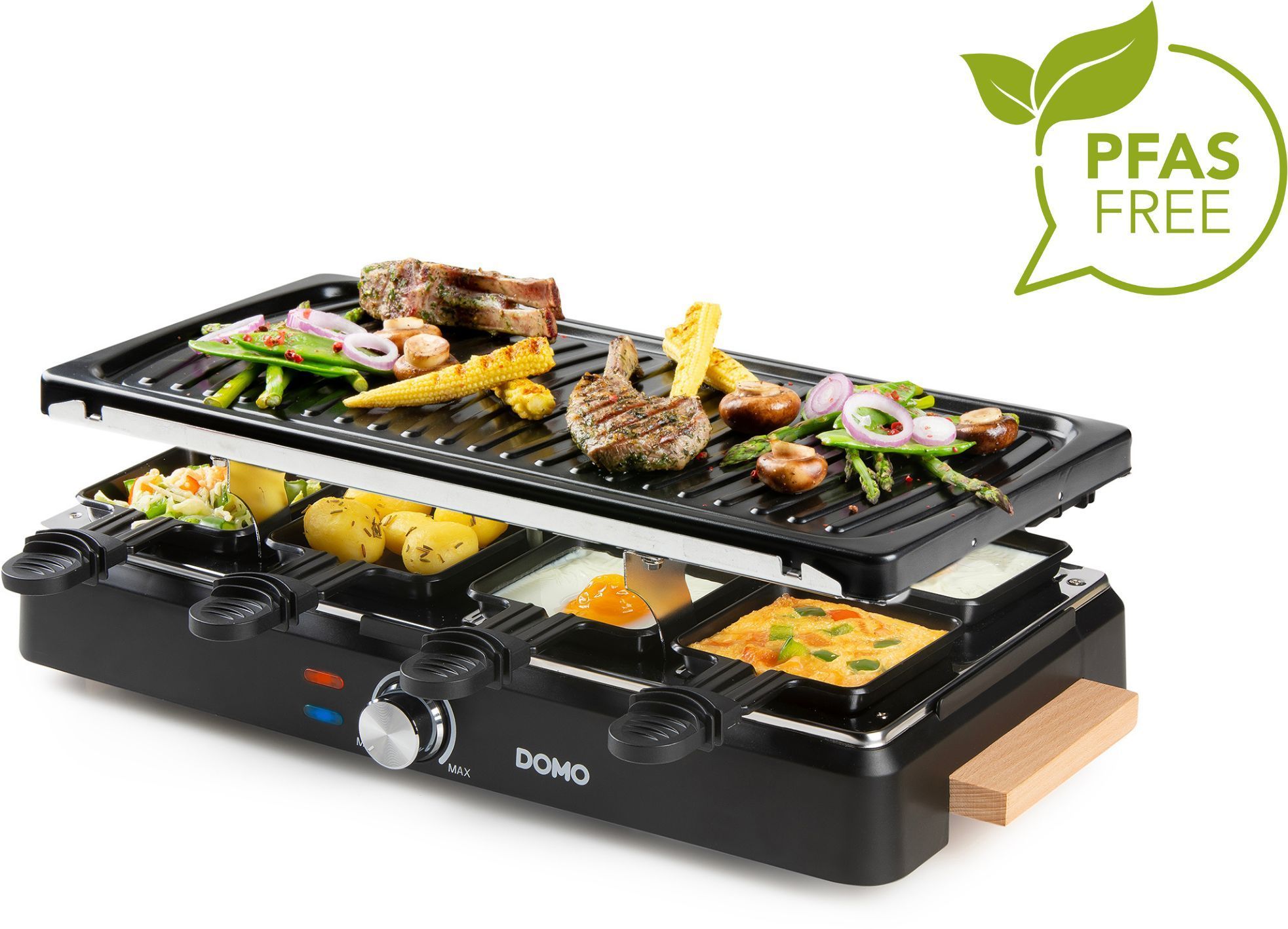 Parrilla para raclette - DOMO - DO9262G - 8 personas - Piedra para cocinar - Parrilla - 1400 W