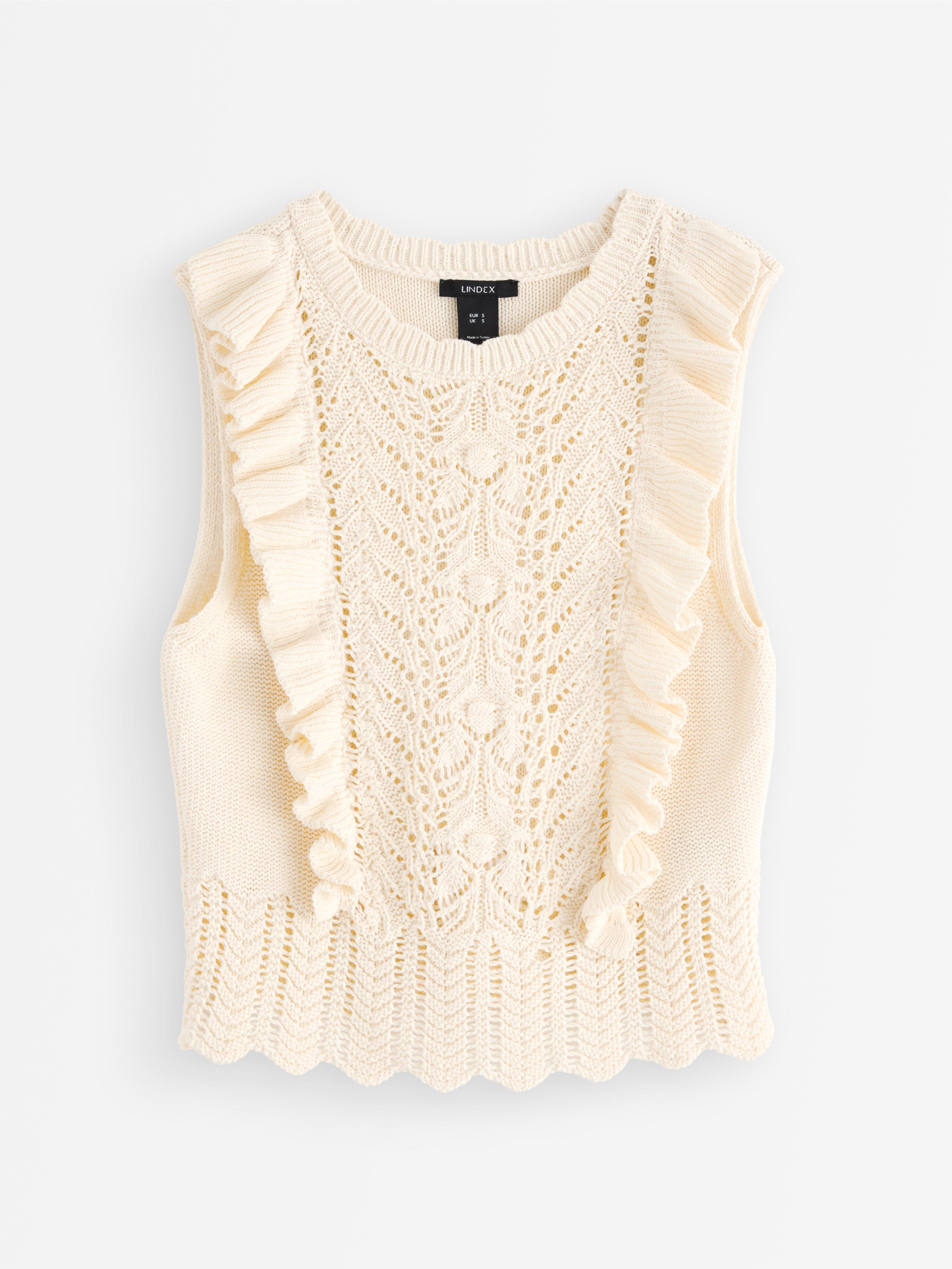 Gilet tricoté blanc cassé