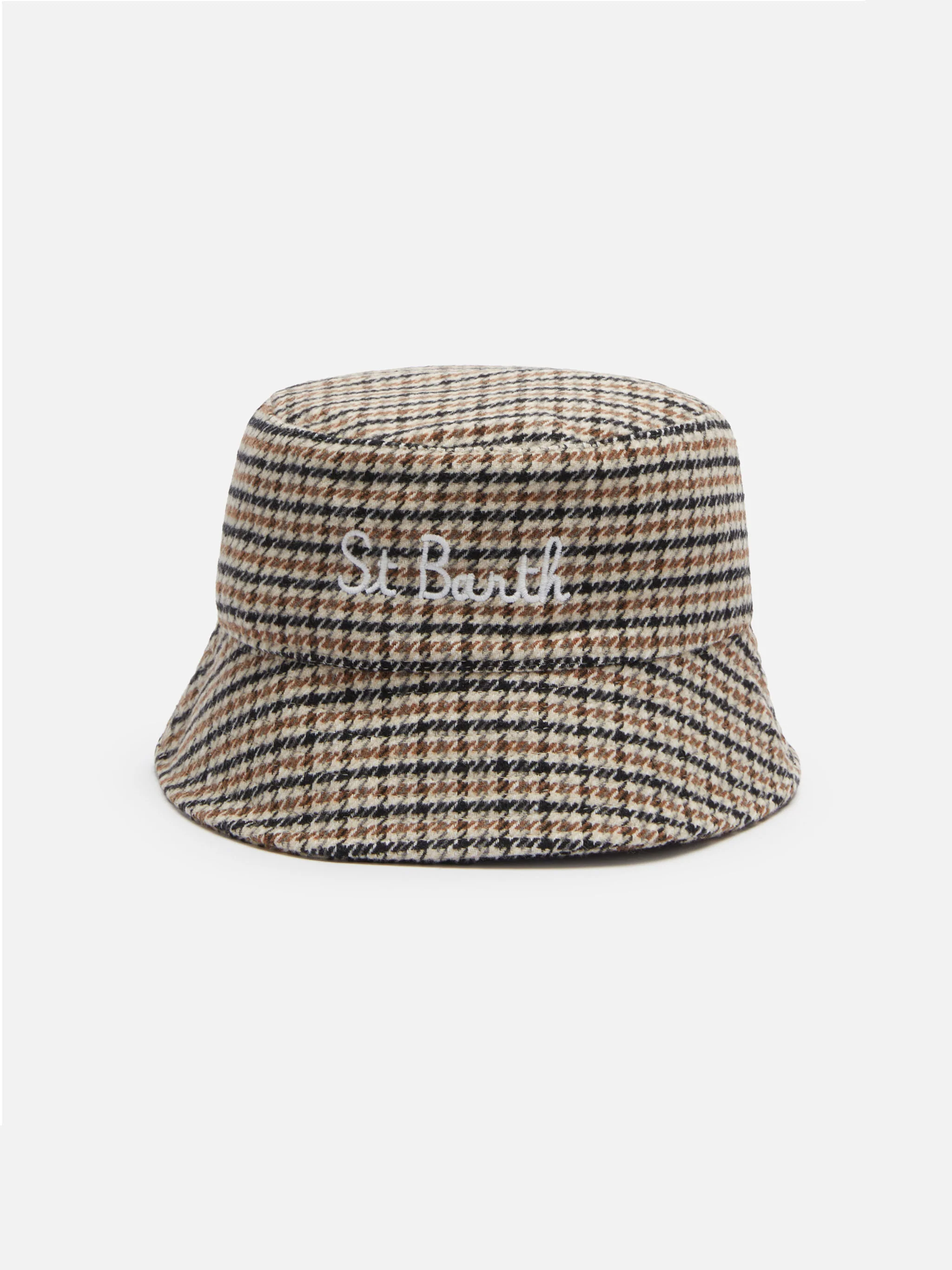 Jude bucket hat met pied-de-pouleprint