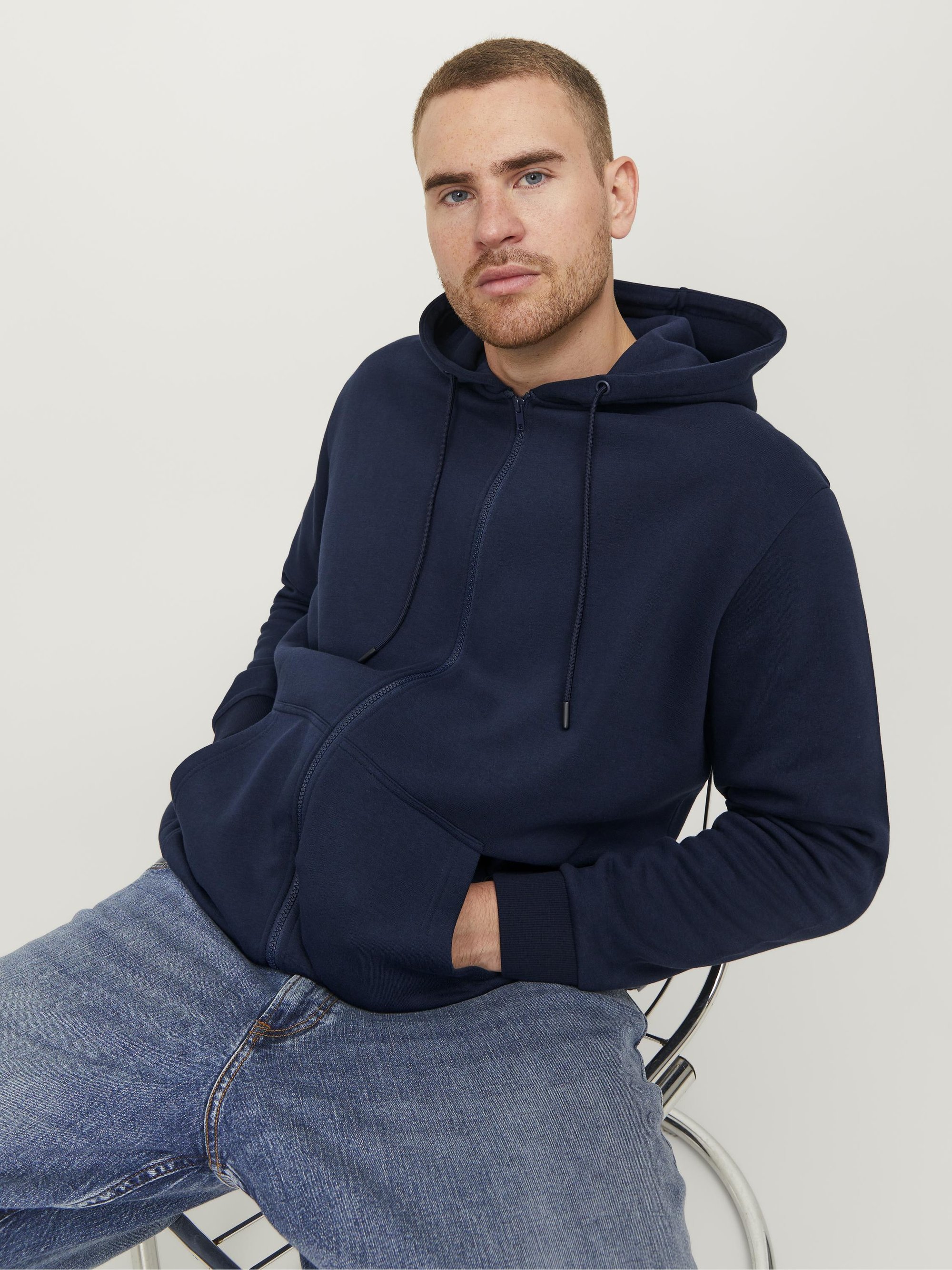 Jack & Jones JJEBRADLEY PLUS - Sweat-shirt zippé - Blazer bleu marine