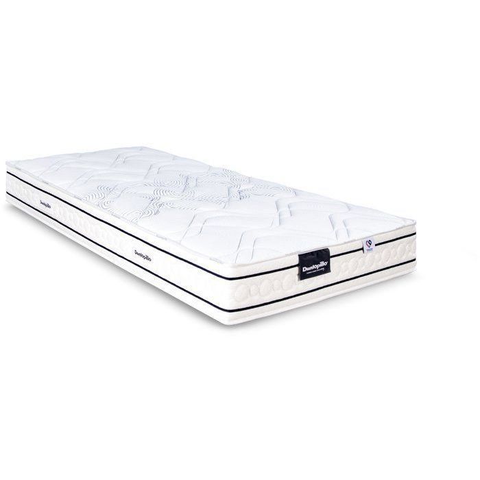 Ensemble matelas sommier  90x190 marque DUNLOPILLO - Hauteur 20 cm - Ressorts ensachés -5 zones - Equilibré - Fabriqué en France