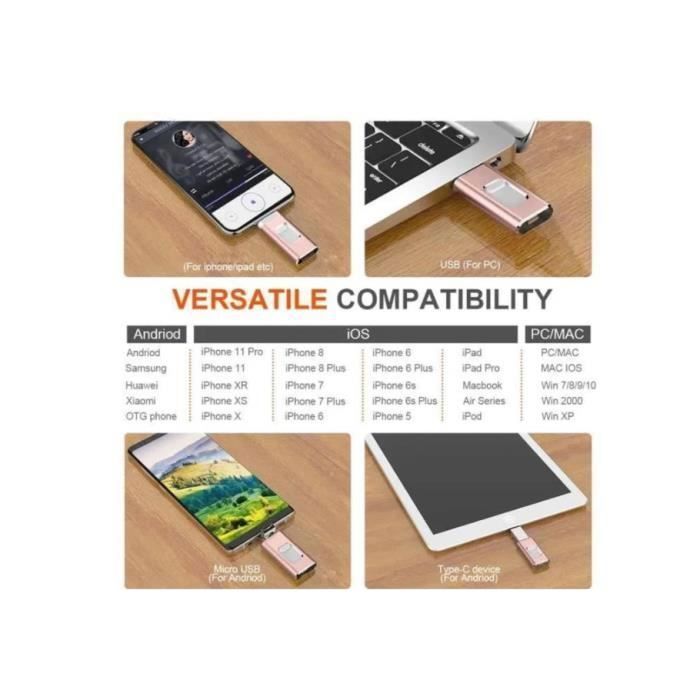 Memoria USB 3.0 - Compatible con iPhone - 256 GB - Almacenamiento - Sincronización iOS/Android