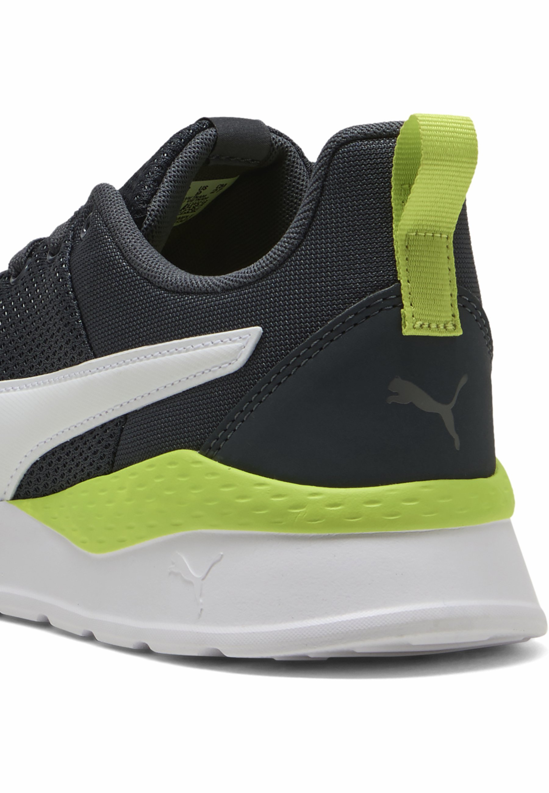 Puma ANZARUN LITE - Chaussures de running sur route - Gris anthracite, blanc et citron vert.