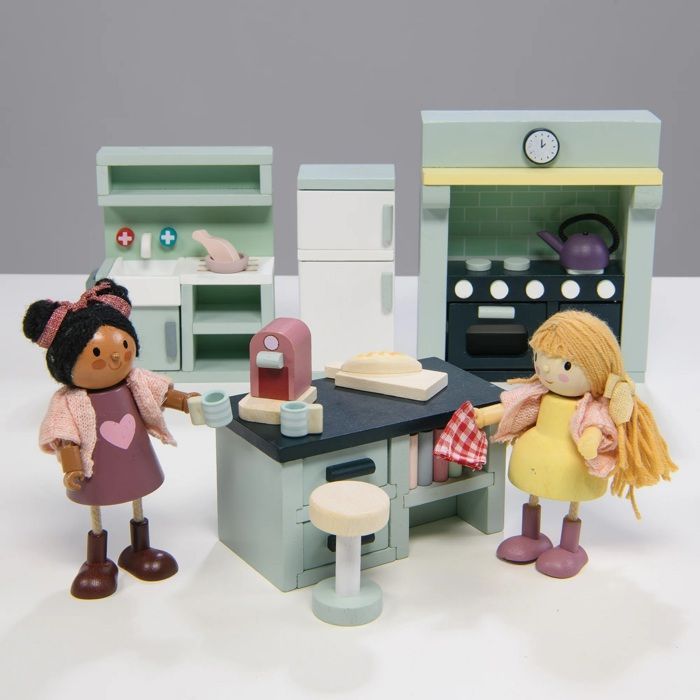 Dollhouse Accessories - TENDER LEAF TOYS - Junior Kitchen - 22 Pieces - Green - Wood