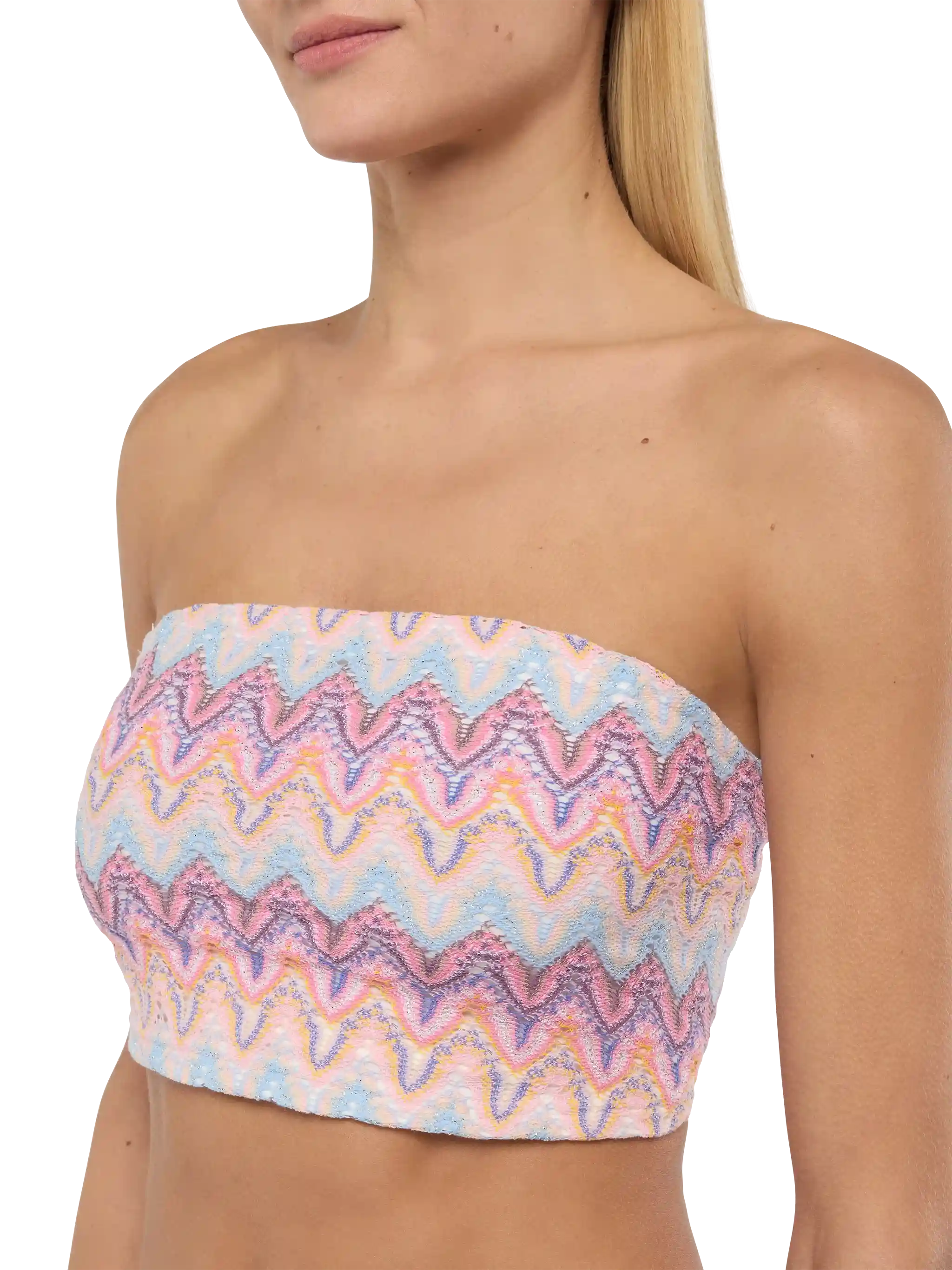 Top a fascia senza spalline con motivo chevron Jaclyn