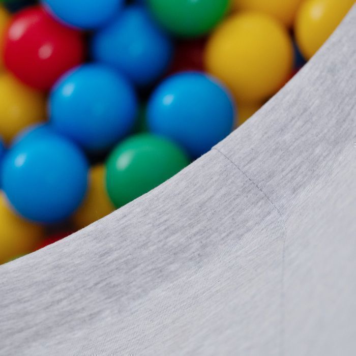 MISIOO Round Cotton Ball Pit for Babies and Children's Rooms, Grey, 90x30 cm, 200 Balls: Yellow/Red/Blue/Green