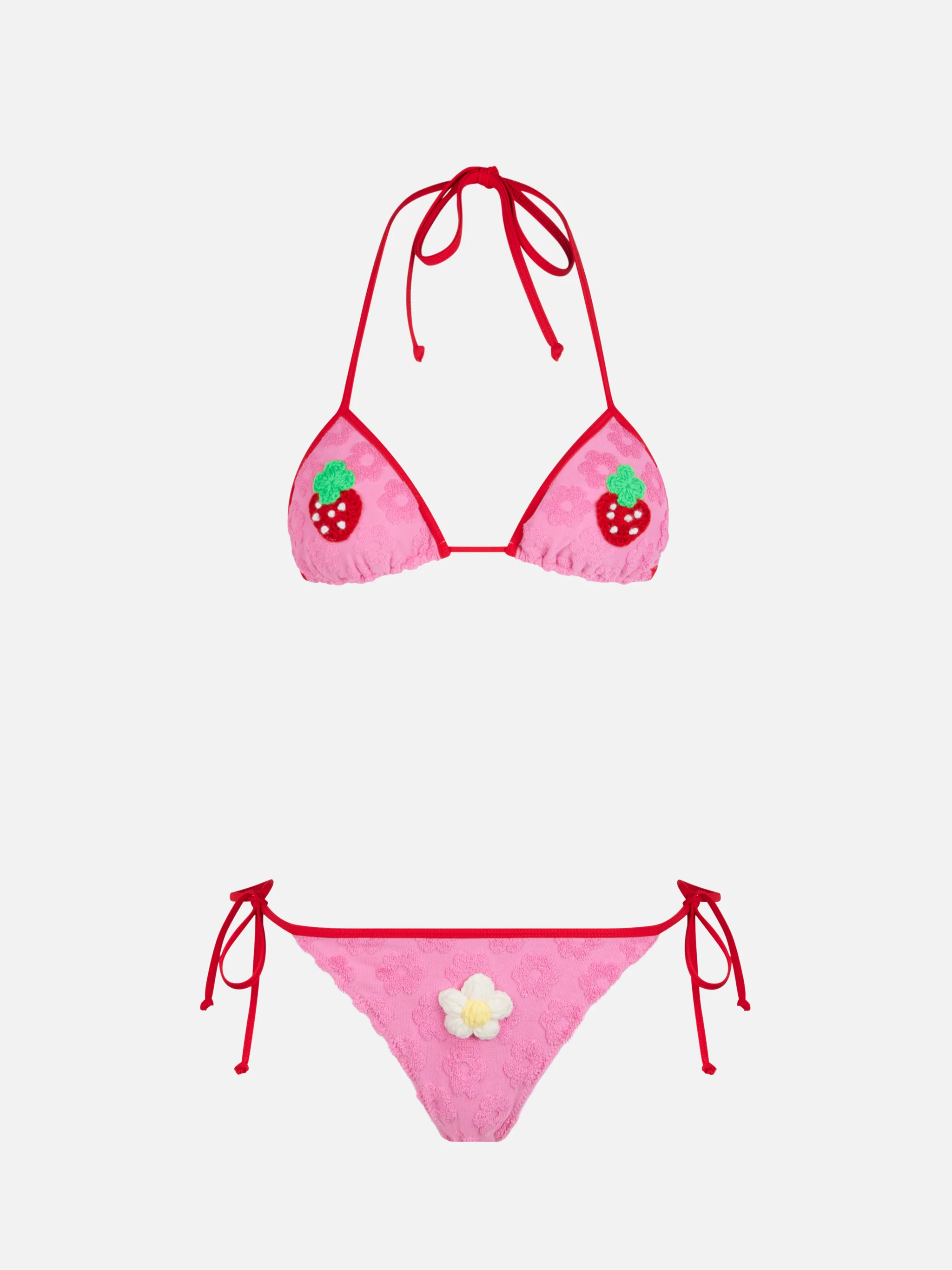 Bikini a triangolo da donna in spugna goffrata Maleah con toppe | BEEP