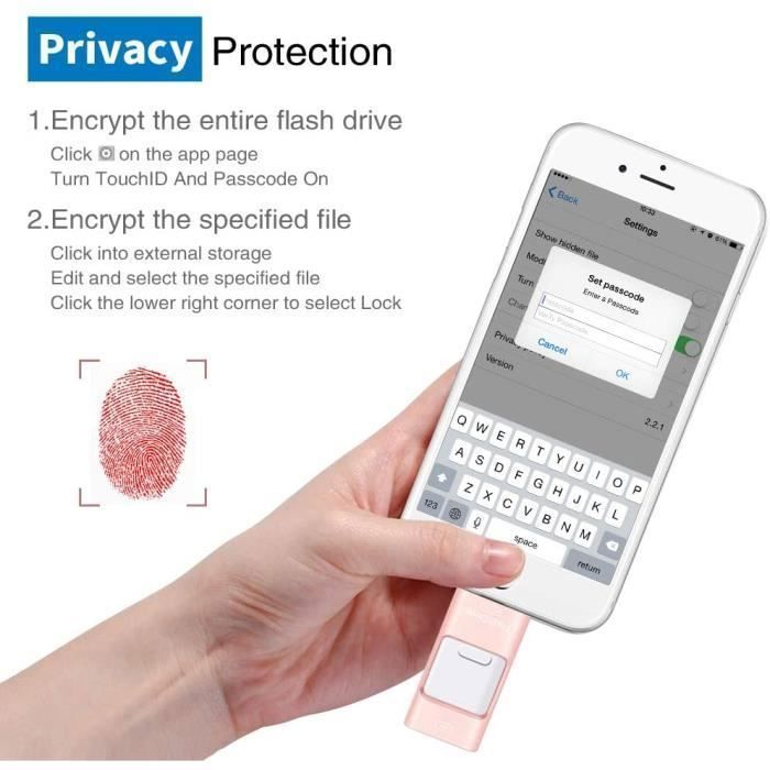 Memoria USB de 128 GB para iPhone, memoria USB externa DataTraveler 4 en 1, memoria USB Photostick OTG para smartphones