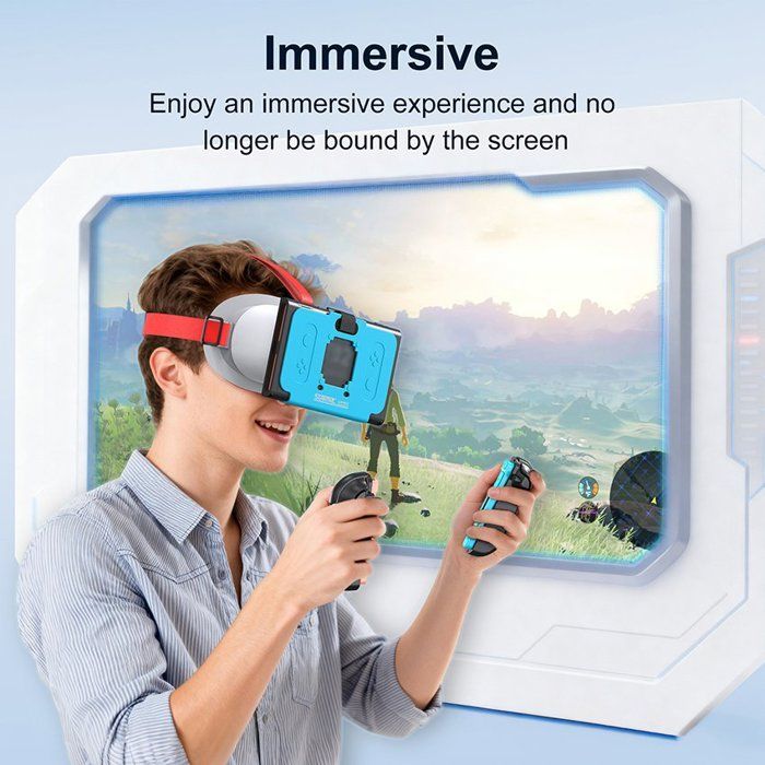 Óculos de Realidade Virtual para Nintendo Switch 2 - Confortável e Ajustável - Compatível com Óculos de Grau - HD 3D - Preto