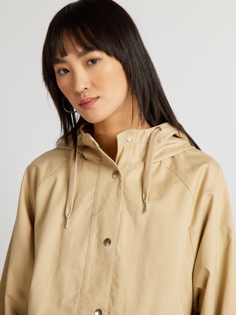 Korte waterdichte parka - BEIGE