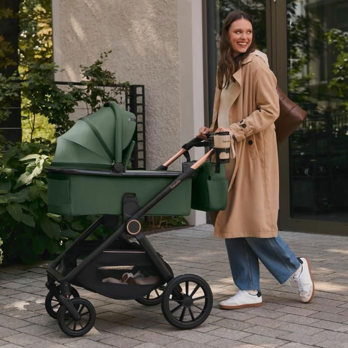 Poussette combinée 2en1 LIONELO Layla - Naissance jusqu'à 22kg - Pack poussette Duo, Nacelle, sac et accessoires - Vert