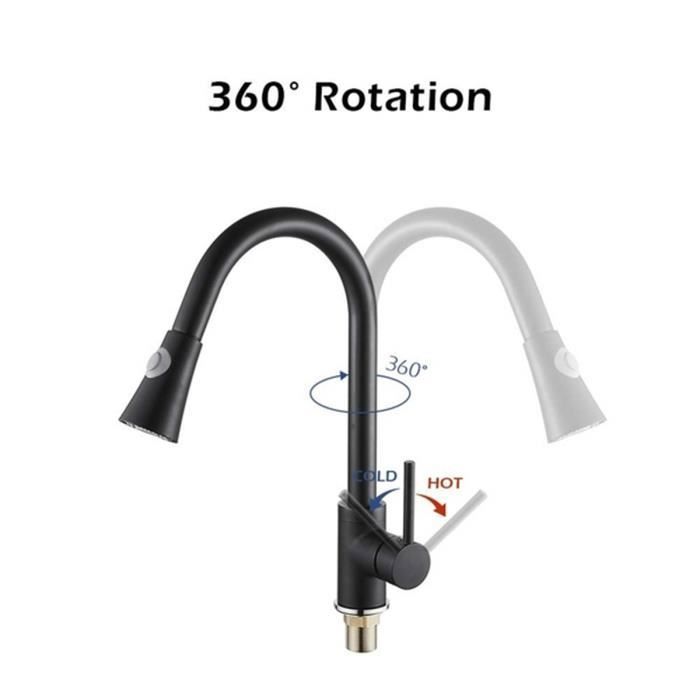 Grifos de cocina TEMPSA - Acero inoxidable - Maneta bidireccional - Rotación de 360°