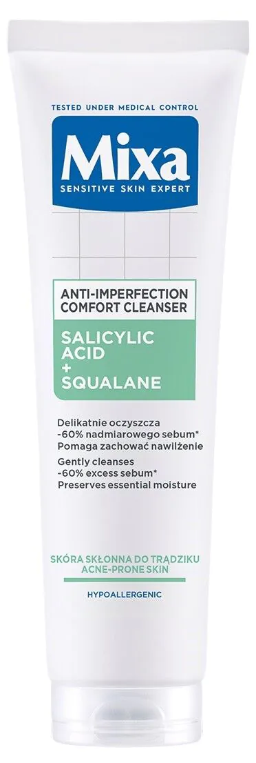 Mixa Żel oczyszczający do twarzy przeciw niedoskonałościom Kwas Salicylowy + Skwalan