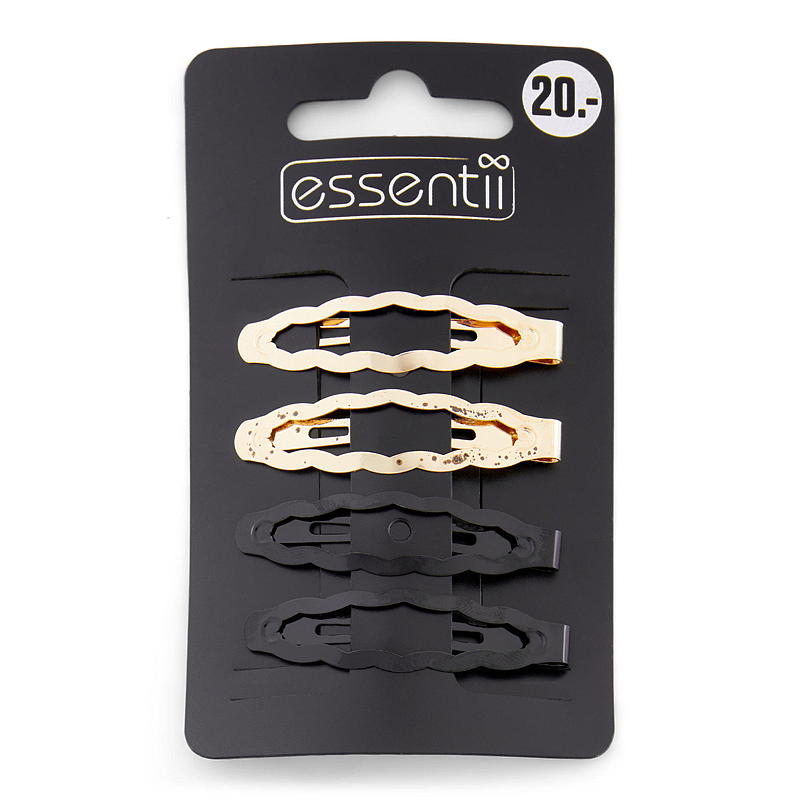 Pinzas para el cabello Essentii, paquete de 4 pinzas metálicas