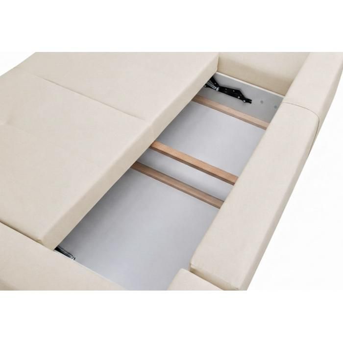 Binigia U XL 6-seater panoramic corner sofa bed – Beige velvet fabric – 380 cm