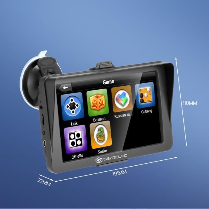 GPS para coche GEARELEC con pantalla táctil de 7 pulgadas, 8 GB de RAM, 256 millones de millas, mapas de Europa y actualizaciones gratuitas.
