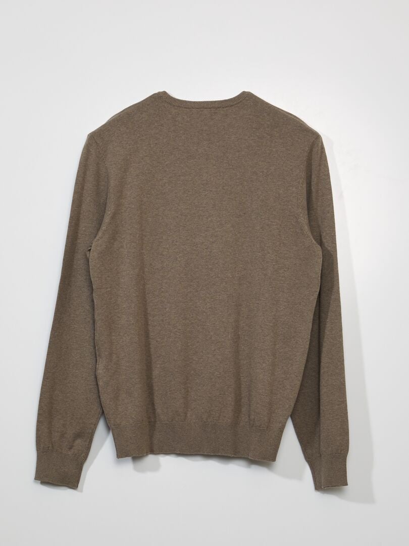 Sweter z okrągłym dekoltem - BEŻOWY