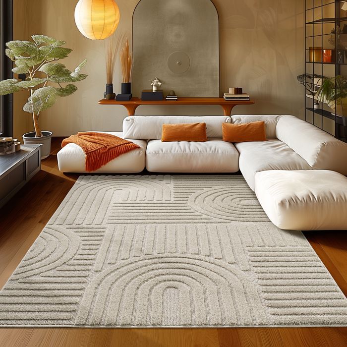 Teppium Tapis de Salon et Chambre à Poils Bouclés Beige 60 x 110 cm style bohème scandinave tapis décoratif